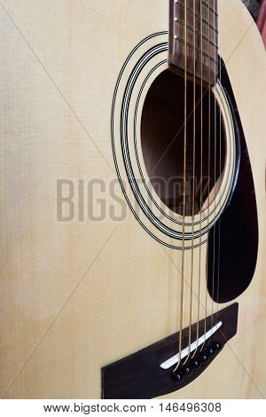 Close Up Line Acoustic Guitar Brown Background