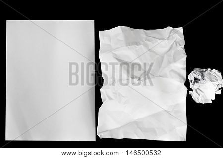Clear paper is isolated on black background