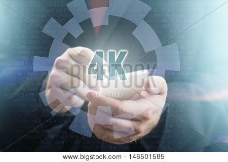 Businessman Holding Phone in 4K UHD Resolution Concept Image