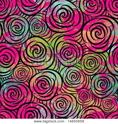 无缝鲜花背景与玫瑰。矢量插画