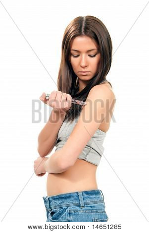 Diabete donna fare insulina influenza colpo di penna siringa