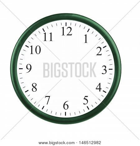 Big green round wall clock without arrows.