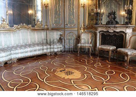 MILAN, ITALY - APRIL 16 2015: Interior of a room in the historic Litta Palace in Milan