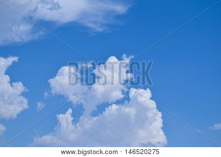 Close Up Blue Sky With Heart Clouds Background