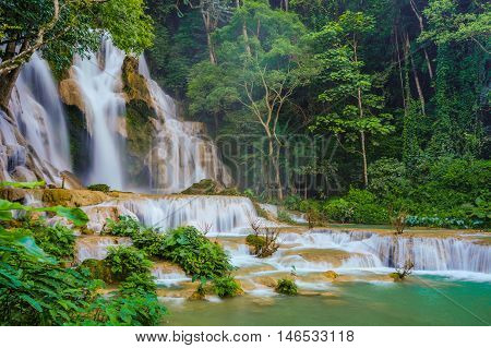 Kuang Si waterfalls the most famous waterfalls in Lao.