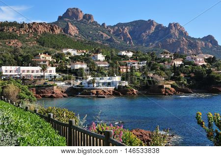 Saint Raphael; France - april 15 2016 : the Esterel seaside