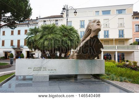 Desenzano del Garda Italy - 09 May 2016: The monument to aviators in the city center on the square Matteotti