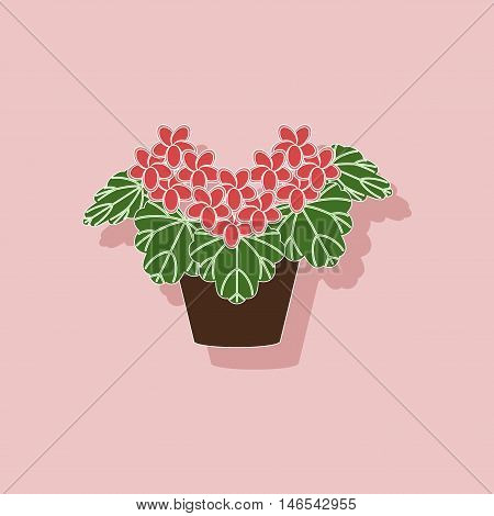 paper sticker on stylish background of plant Pelargonium