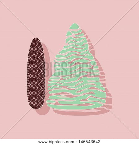 paper sticker on stylish background of plant Picea