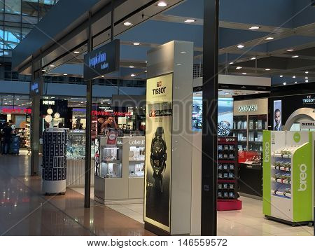 HAMBURG, GERMANY - AUG 28: Hamburg Airport (Flughafen Hamburg) in Germany, as seen on Aug 28, 2016. It is the fifth-busiest of Germany's commercial airports measured by the number of passengers.