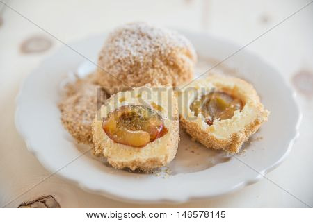 home made Sweet dumplings filled with plums