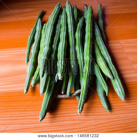 Horse radish tree Drumstick on wooden background
