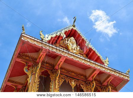SISAKET THAILAND - JULY 19 : A huge Thai Suphannahong also called Golden Swan or Phoenix boat on JULY 19 2016 at the WatpahSuphannahong Temple in sisaket Thailand