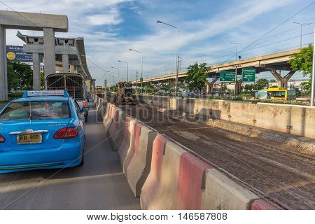 Construction Site Of Sky Train Redline Bangsue-rangsit