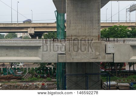 Construction Site Of Sky Train Redline Bangsue-rangsit