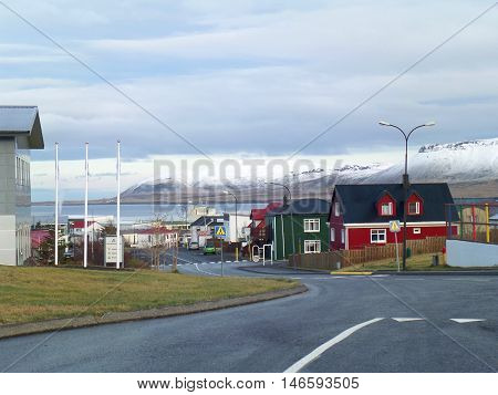 The Town centre of Grundarfjordur, Snaefellsnes Peninsula in Iceland