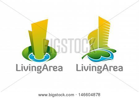 Vector icon design. Natural healthy living area architecture symbols.