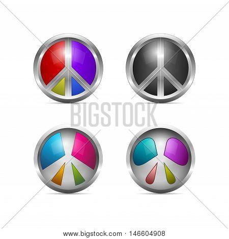 Vector icon design. 3d colorful metallic peaces symbols.
