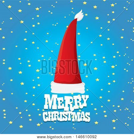 red Santa hat vector. merry christmas card or xmas background . vector illustration