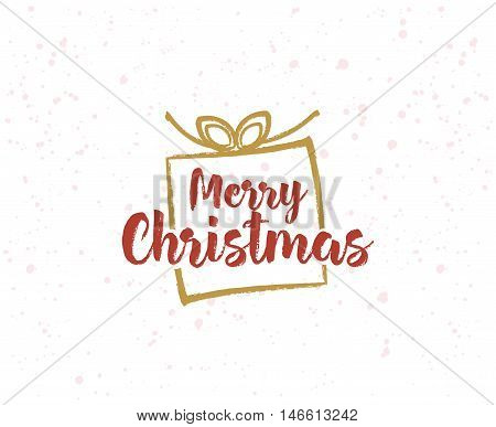 Merry Christmas text design. Vector logo, typograpy. Usable as banner, greeting card, gift package etc.