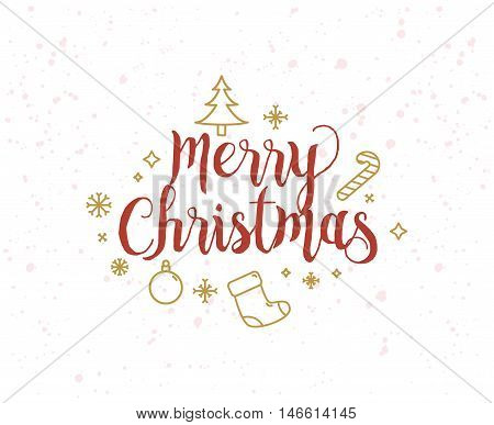Merry Christmas text design. Vector logo, typograpy. Usable as banner, greeting card, gift package etc.