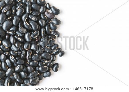 Picture of black beans healthy organic seeds on white background