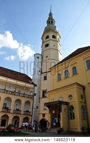 old castle and church Tovacov, Moravia, Czech Republic, Europe