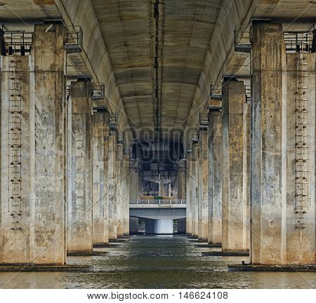 View under bridge on the River 