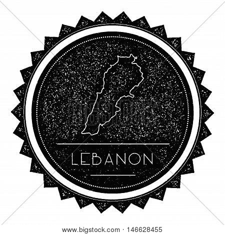 Lebanon Map Label With Retro Vintage Styled Design. Hipster Grungy Lebanon Map Insignia Vector Illus