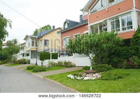 Naantali, Finland - 06 July , 2015: Cloudy Summer Day On The Historic Quarter Of Naantali