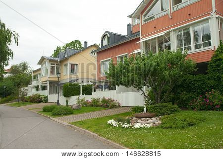 Naantali, Finland - 06 July , 2015: Cloudy Summer Day On The Historic Quarter Of Naantali