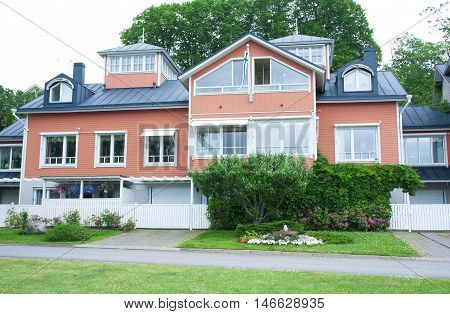 Naantali, Finland - 06 July , 2015: Cloudy Summer Day On The Historic Quarter Of Naantali