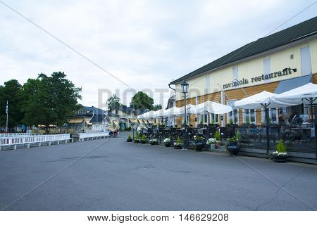Naantali, Finland - 06 July , 2015: Cloudy Summer Day On The Historic Quarter Of Naantali