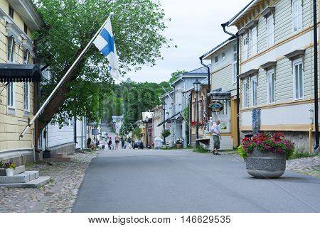 Naantali, Finland - 06 July , 2015: Cloudy Summer Day On The Historic Quarter Of Naantali