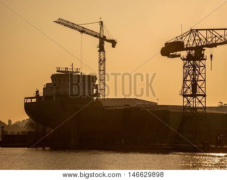 Ship Construction Wharf Silhouette