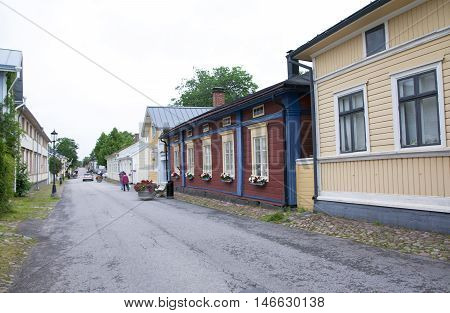Naantali, Finland - 06 July , 2015: Cloudy Summer Day On The Historic Quarter Of Naantali