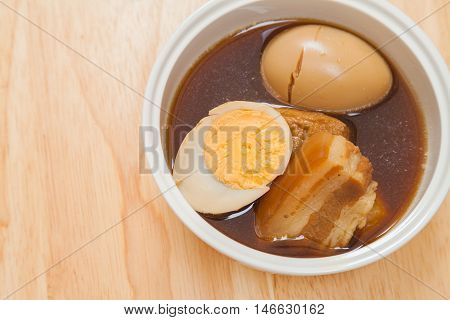 Eggs and pork in brown sauce is a very simple menu that Thai people love to eat. This dish is not soup you should eat it with steam rice for any meal.