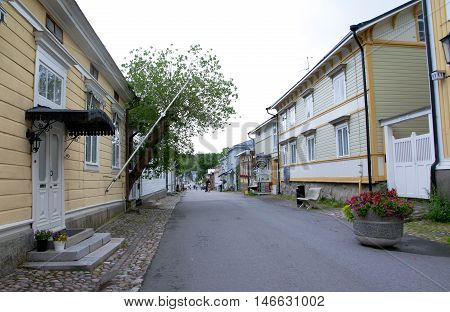 Naantali, Finland - 06 July , 2015: Cloudy Summer Day On The Historic Quarter Of Naantali