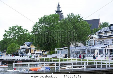 Naantali, Finland - 07 July , 2015: Cloudy Summer Day In The Harbor Of Naantali