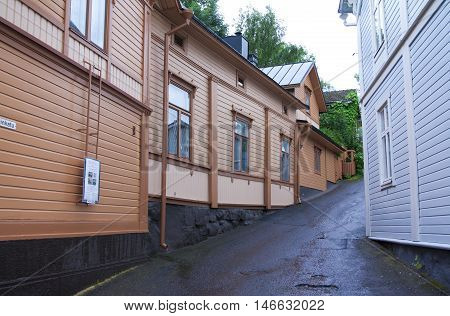 Naantali, Finland - 06 July , 2015: Cloudy Summer Day On The Historic Quarter Of Naantali