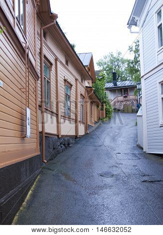 Naantali, Finland - 06 July , 2015: Cloudy Summer Day On The Historic Quarter Of Naantali