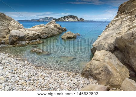 Clear waters of marathia beach at Zakynthos island, Greece