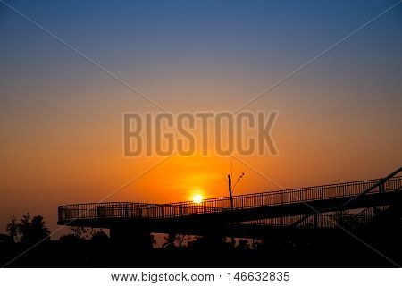 Overpass walk way silhouette background and wallpaper