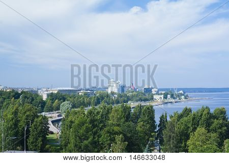 Petrozavodsk Russia - 26 August 2015: Embankment of Petrozavodsk top view