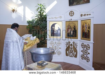 Petrozavodsk, Russia - 10 September 2015: Baptized In The Orthodox Church.