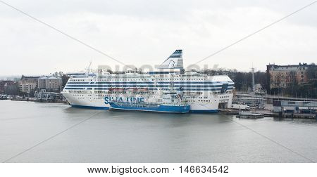 Helsinki, Finland - 21 December 2015: The Ferry Silja Line In Port Of Helsinki.