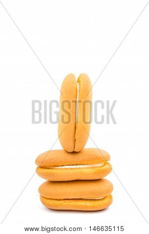 Sponge cake  vanilla on a white background