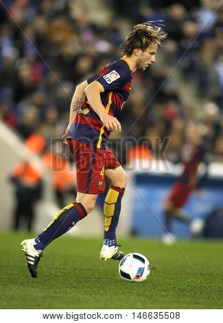 BARCELONA, SPAIN - JAN, 13: Ivan Rakitic of FC Barcelona during a Spanish Kings Cup match against RCD Espanyol at the Power8 stadium on January 13, 2016 in Barcelona, Spain