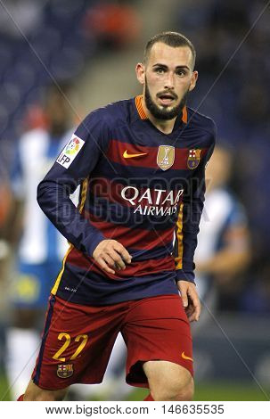 BARCELONA, SPAIN - JAN, 13: Aleix Vidal of FC Barcelona during a Spanish Kings Cup match against RCD Espanyol at the Power8 stadium on January 13, 2016 in Barcelona, Spain