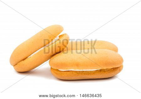 Sponge cake  vanilla on a white background